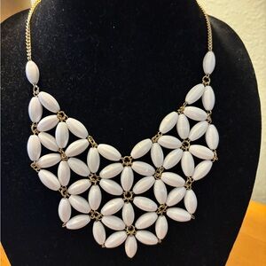 White and Gold Statement Necklace